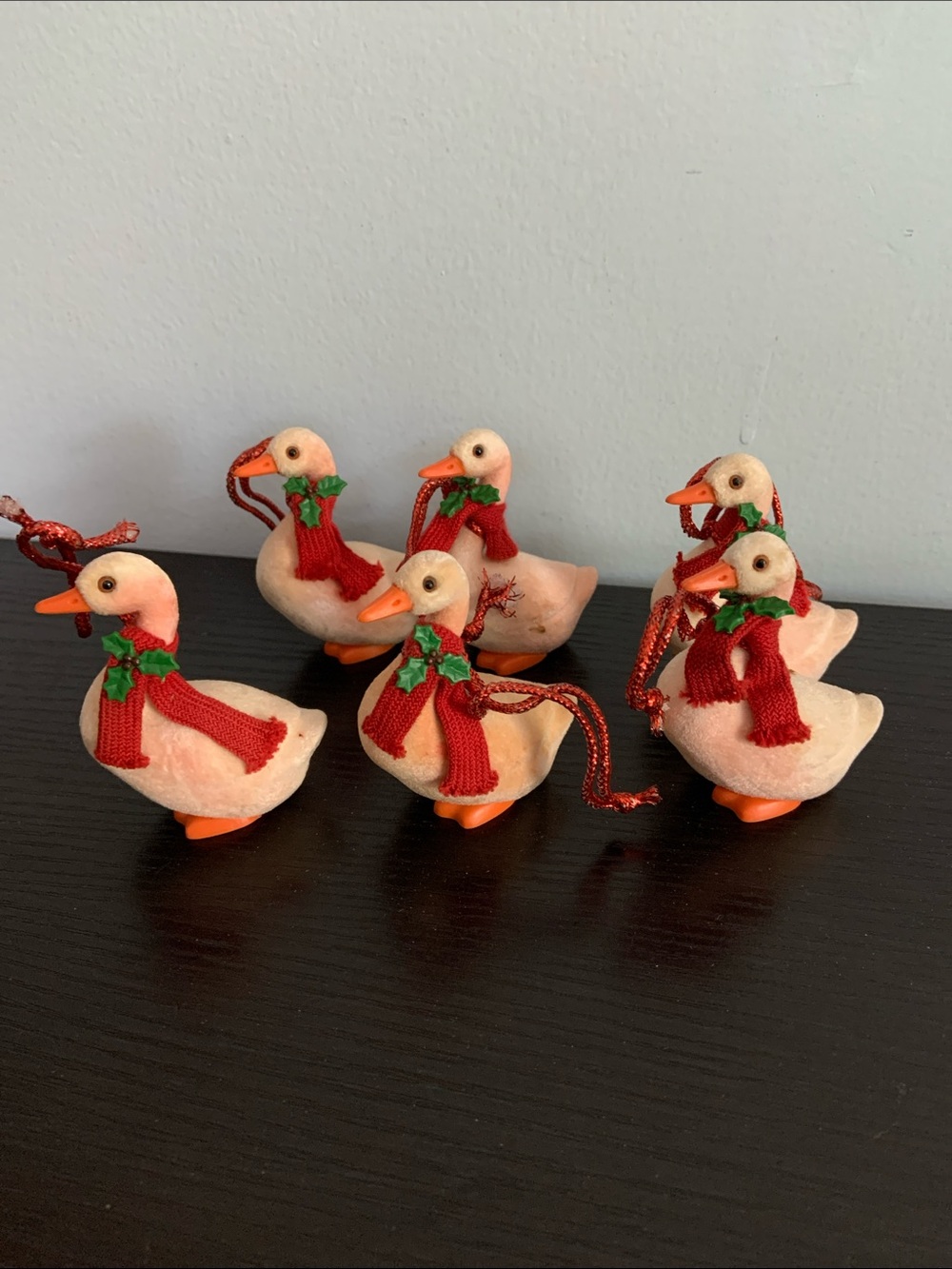 Flocked Duck Ornaments set of 6